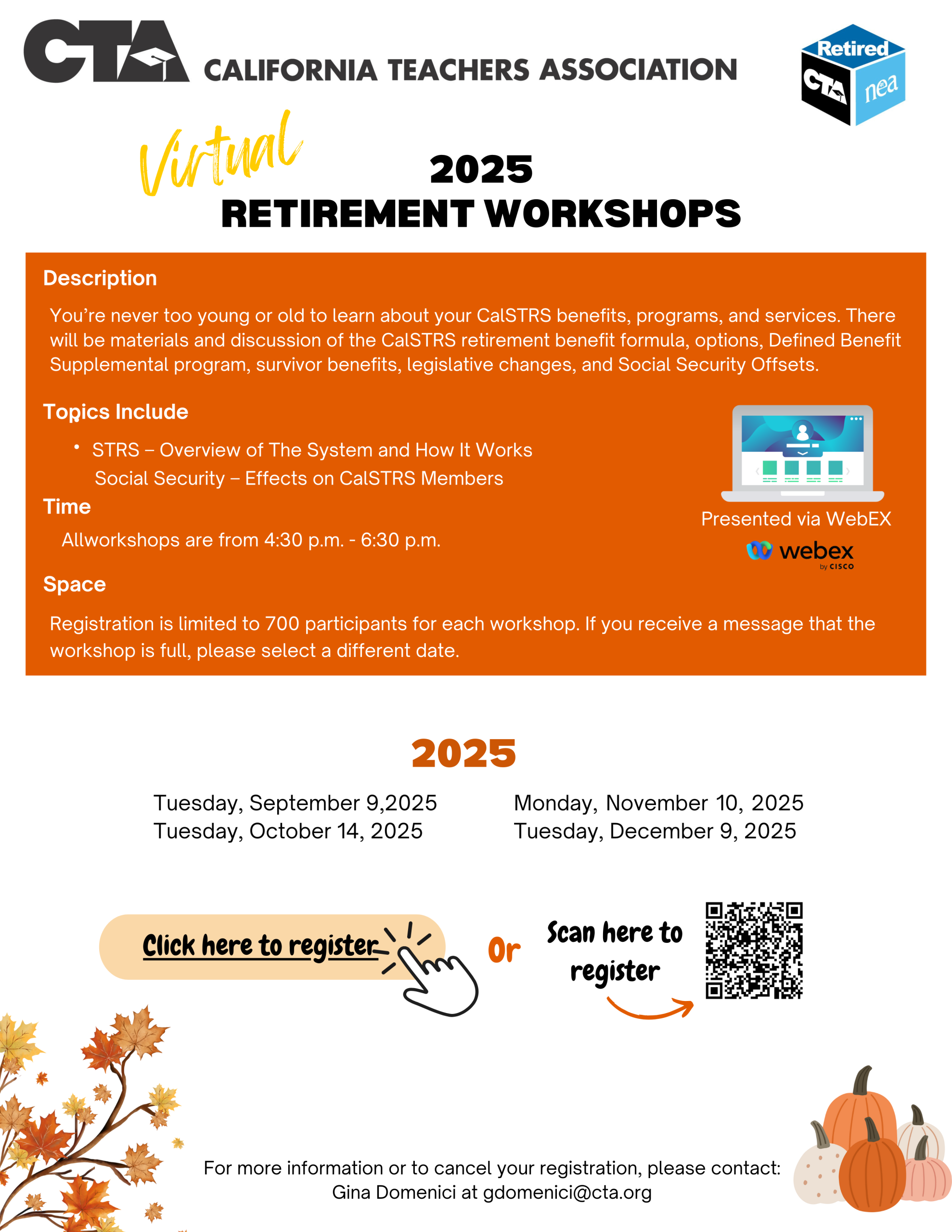 2025 Virtual Retirement Workshops