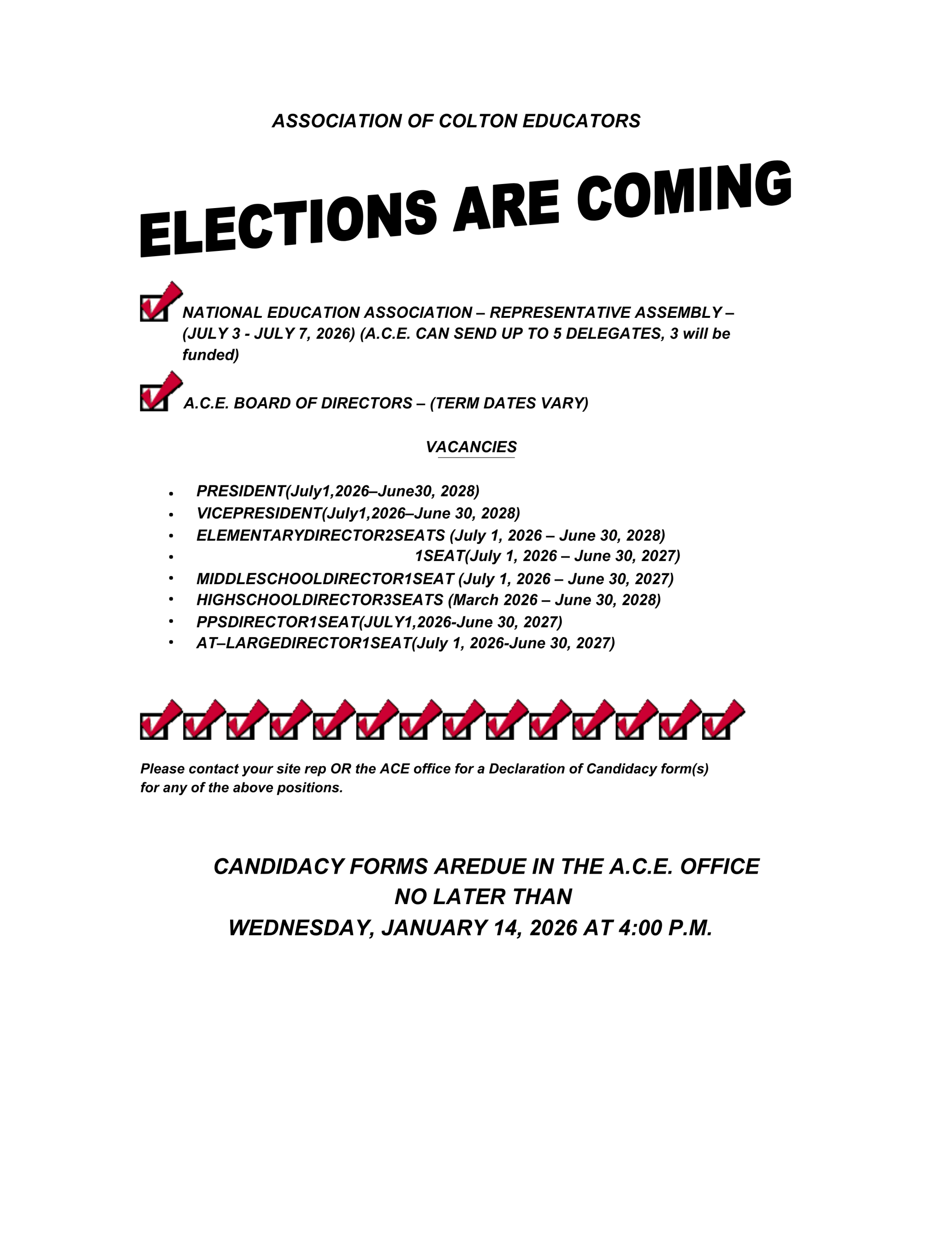 2026 Elections Announcement Flyer